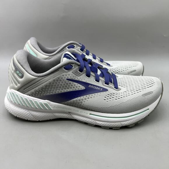 Brooks Adrenaline GTS 22 Running Shoes Women Size 6.5 Gray Blue Comfort Sneakers - Picture 1 of 8